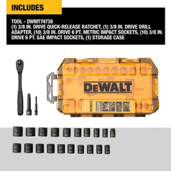 DEWALT DWMT74738 Tough Box 23 PC 3/8" Drive Impact Socket Set