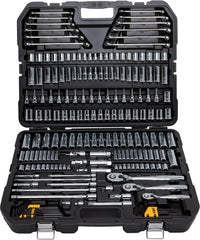 DEWALT Mechanics Tools Kit and Socket Set, 204-Piece Dewalt Tool Set, 1/4" & 3/8" & 1/2" Drive, Metric/SAE Deep and Shallow Sockets, 3/8" Hex Bits, Torx Bits, Spark Plugs, Wrenches (DWMT72165)