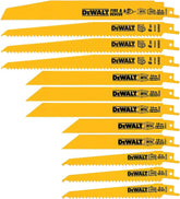 DEWALT Reciprocating Saw Blade Set for Metal Wood Iron, 12 Piece Bi-Metal Increased Durability Blades, with Storage Case (DW4892)