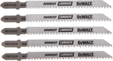 DEWALT DW3762H 4" 10TPI Laminate Down Cutting HSC T-Shank Jig Saw Blade, Pack of 5