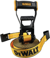 DEWALT 2"×27'×10,000 lbs Industrial Ratchet Straps with Flat Hooks | Wide‑Grip Ergonomic Handle, Armored Side Caps, DOT / WSTDA Weather‑Resistant Straps, Flat Hooks for Industrial Cargo, Flatbed