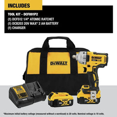 DEWALT 20V MAX Impact Wrench, Cordless, 1/2 inch, 2 Batteries and Charger Included (DCF891P2) | 600 Ft-Lbs Fastening and 800 Ft-Lbs Breakaway, Precision Wrench, Includes 2×5.0ah Batteries, Charger and Bag, (2 Batteries)