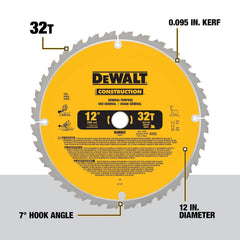 DEWALT 12-Inch Miter Saw Blade, Crosscutting, Tungsten Carbide, 80-Tooth and 32-Tooth, 2-Pack (DW3128P5, DW3123), yellow
