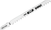 DEWALT DW3750H 4-Inch 6 TPI Fast Wood Cut HCS T-Shank Jig Saw Blade (5-Pack),Silver