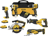 DEWALT 20V MAX* XR Cordless Combo Kit (6-Tool) with (2) Ah Batteries and Charger (DCK648D2) | Includes DCD800 Drill, DCF887 Impact, DCS382 Recip, DCS565 Circ Saw, DCS356 Multi-Tool, DCL040 Light, 2) 2.0ah Batt, Charger