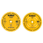 DEWALT Miter Saw Blade Combo Pack, 12” Blades, 40 Tooth & 60 Tooth, Fine Finish, Ultra Sharp Carbide (DWA112CMB)