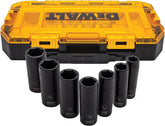 DEWALT DWMT74736 Tough Box 7PC SAE 1/2 Deep Drive Impact Socket Set