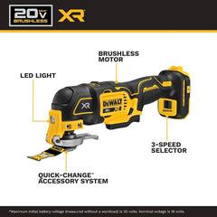 DEWALT 20V MAX XR Oscillating Multi-Tool Kit, Oscillating Tool Accessories, Cordless, 3-Speed, Quick Blade Change, Sand Paper, Blades, Battery and Charger Included (DCS356D1)