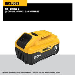 DEWALT 20V MAX Battery, Premium 6.0Ah Double Pack (DCB206-2)
