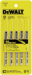 DEWALT DW3765H 3-Inch 12 TPI Trim/Coping HCS T-Shank Jig Saw Blade (5-Pack)