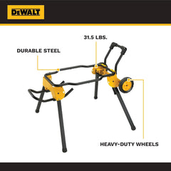 DEWALT Table Saw 10 Inch with Foldable Rolling Table Saw Stand, 15 Amp, 4800 RPM, 32-1/2-Inch Rip Capacity (DWE7491RS)