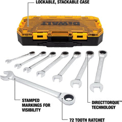 DEWALT Tough Box 8 PC SAE Ratcheting Combination Wrench Set