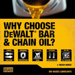 DEWALT – Biodegradable Bar & Chain Oil – Green, Eco-Friendly, Non-Toxic Professional Bar & Chainsaw Lubricant – Ultraclean All-Season Oil for Gas, Electric Saw, & Pole Saw, 16 oz (Case of 24)