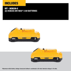 DEWALT 20V MAX Battery Pack, 3.0-Ah, 2-Pack (DCB230-2)