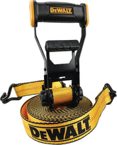 DEWALT 2"×27'×10,000 lbs Industrial Ratchet Straps with Double J-Hooks | Wide‑Grip Ergonomic Handle, Armored Side Caps, DOT / WSTDA Weather‑Resistant Straps, Double J-Hooks for Industrial Cargo