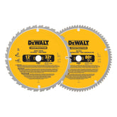 DEWALT 12-Inch Miter Saw Blade, Crosscutting, Tungsten Carbide, 80-Tooth and 32-Tooth, 2-Pack (DW3128P5, DW3123), yellow