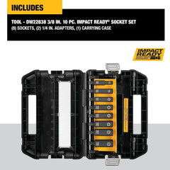 DEWALT Impact Socket Set, SAE, 3/8-Inch, 10-Piece (DW22838)