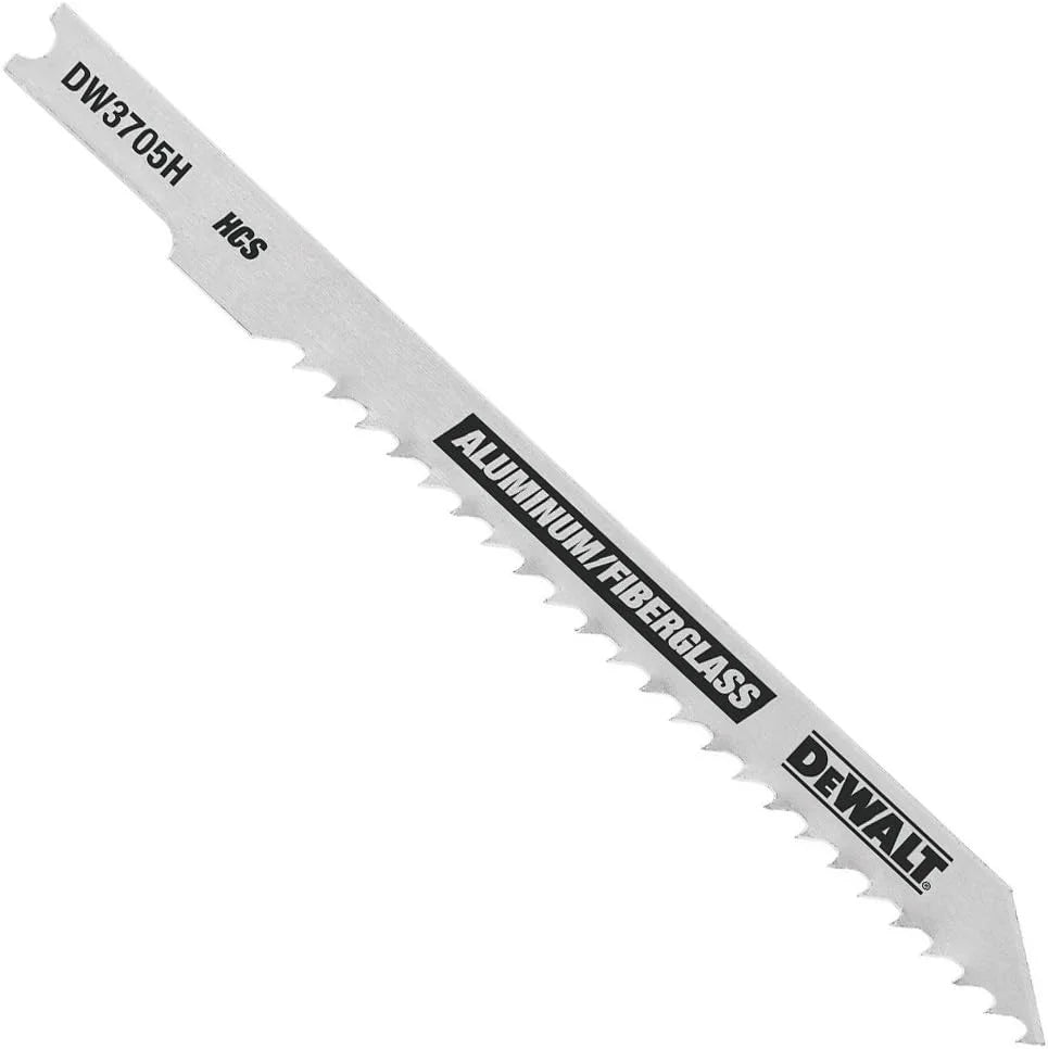 DEWALT DW3705H 4-Inch 8 TPI Fast Clean HCS U-Shank Cut Aluminum and fiberglass Jig Saw Blade (5-Pack)