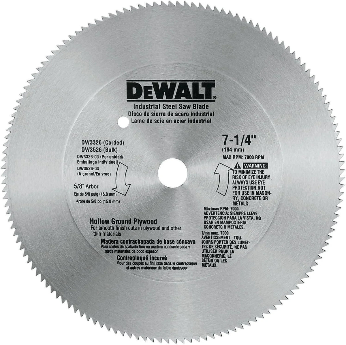 DEWALT Circular Saw Blade, 7 1/4 Inch, 140 Tooth, Wood Cutting (DW3326)