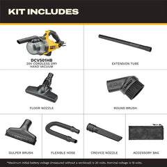 DEWALT 20V Handheld Vacuum Cordless, Car Vacuum with HEPA Filter, 6 Attachments and LED Light, High Performance Dry Only Small Shop Vac, Battery Not Included (DCV501HB)