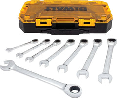 DEWALT Tough Box 8 PC SAE Ratcheting Combination Wrench Set