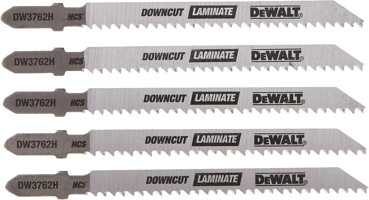 DEWALT DW3762H 4" 10TPI Laminate Down Cutting HSC T-Shank Jig Saw Blade, Pack of 5