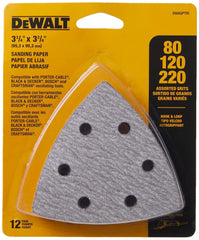 DEWALT Sandpaper Assortment, Hook and Loop Triangle, 12-Pack (DWASPTRI)