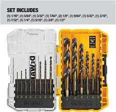 DEWALT Drill Bit Set, 3-Flats Shank,14-Piece, 135 Degree Split Point, for Plastic, Wood and Metal (DWA1184)