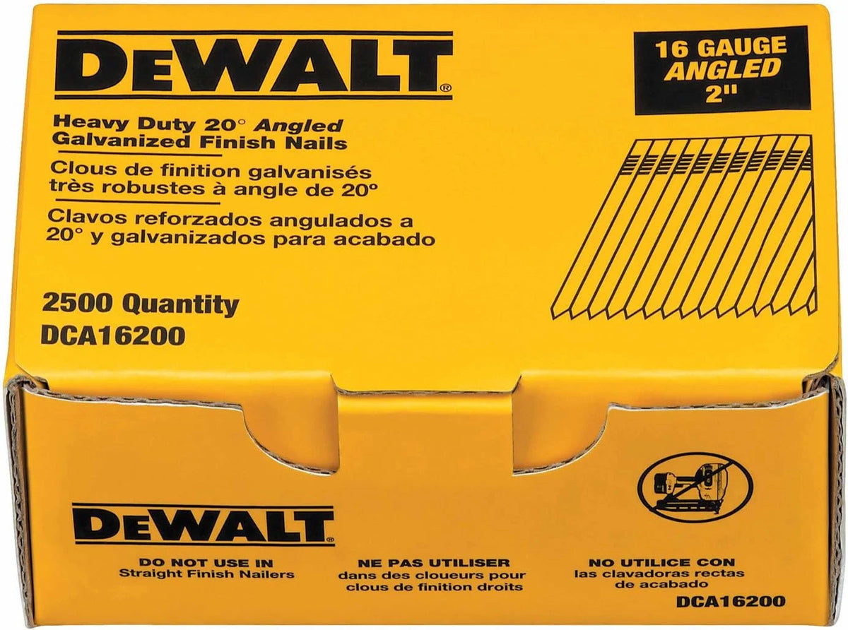 DEWALT Finish Nails, 20-Degree, 2-Inch, 16GA, 2500-Pack (DCA16200)