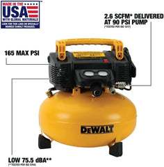 DEWALT Pancake Air Compressor, 6 Gallon, 165 PSI (DWFP55126) | Oil-Free Maintenance-Free Pump, Wood Working, Roofing, Home, Jobsite, 165 Max PSI, 2.6 SCFM @ 90 PSI