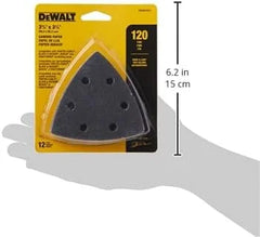 DEWALT DWASPTRI12 Hook and Loop Triangle 120 Grit Sandpaper, 12-Pack, Black