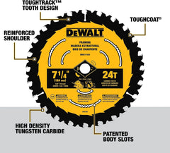DEWALT Circular Saw Blade, 7 1/4 Inch, 24 Tooth, Wood Cutting (DWA171424B10), 10 Count (Pack of 1)