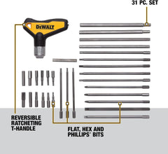 DEWALT Hex Key Wrench Set, Ratcheting. T-Handle Set, 31-Piece (DWHT70265)