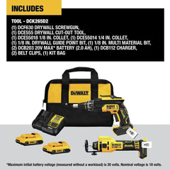 DEWALT 20V MAX XR Brushless Drywall Screw Gun and Cut-Out Tool Combo Kit with 2 Batteries and Charger Included (DCK265D2)