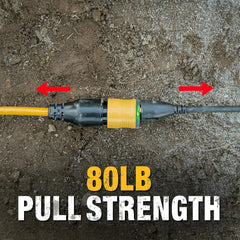 DEWALT 50 Foot 12/3 SJTW Click-to-Lock Lighted Extension Cord - Heavy Duty Outdoor, Waterproof, Weatherproof, Heat & Corrosion Resistant Industrial Strength Light Up Prong Outlet Plug Power Cord