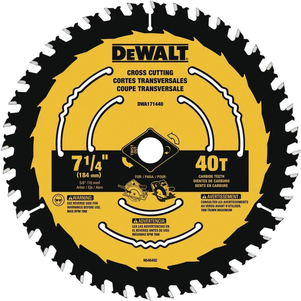 DEWALT Circular Saw Blade, 7 1/4 Inch, 40 Tooth, Wood Cutting, 10 Pack (DWA171440B10)