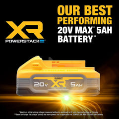 DEWALT Powerstack 20V MAX Battery, Rechargeable, 5Ah, Lithium Ion, 2-Pack (DCBP520-2)