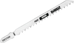 DEWALT DW3750H 4-Inch 6 TPI Fast Wood Cut HCS T-Shank Jig Saw Blade (5-Pack),Silver