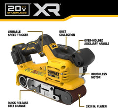 DEWALT 20V MAX* Belt Sander, Cordless, Brushless, Tool Only (DCW220B)