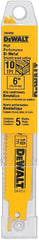 DEWALT Reciprocating Saw Blades, Straight Back, 6-Inch, 10 TPI, 5-Pack (DW4806) , Yellow