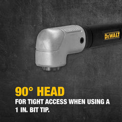 DEWALT Impact Ready 1.5 in Right Angle Drill Attachment, Magnetic Compact Ergonomic 90 Degree Drill Adapter (DWARA120) | Compact 1.5 in Footprint, Metal-Gear Case, Impact-Rated, Fits 1/4 in Internal-Hex Drivers, Magnetic Fastener Retention