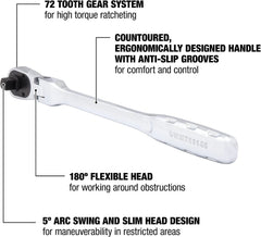 DEWALT Flex Head Ratchet, SAE, 3/8-Inch (DWMT81155)
