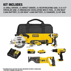 DEWALT Tools 5 Tool Power Tool Combo Kit, Cordless Drill Impact Driver Saw Oscillating Multi-tool Set with 20V MAX Battery and Charger (DCK551D1M1)
