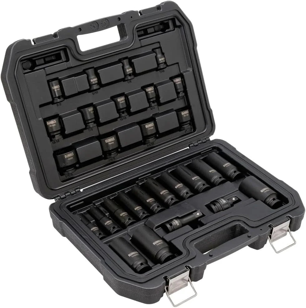 DEWALT Impact Socket Set, SAE, Combination Set, 1/2-Inch Drive, 28-Piece (DWMT19244)