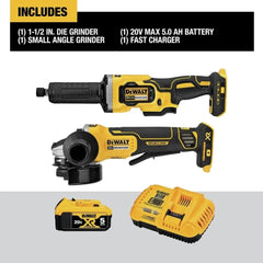 DEWALT 20V MAX Angle Grinder and Die Grinder, Cordless 2-Tool Set with Battery and Charger (DCK203P1)