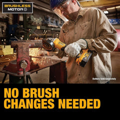 DEWALT 20V MAX* Angle Grinder Tool Cordless Brushless, 4 1/2 Inch, with Paddle Switch and Kickback Brake, Tool Only (DCG413B) | 9000 Rpm, Paddle Switch with Kickback Brake, Includes Side Handle and Guard, Battery and Charger Sold Separately