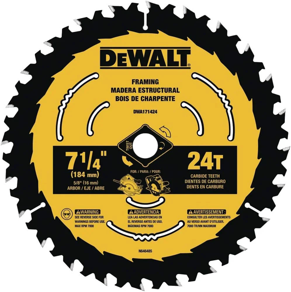 DEWALT Circular Saw Blade, 7 1/4 Inch, 24 Tooth, Wood Cutting (DWA171424)