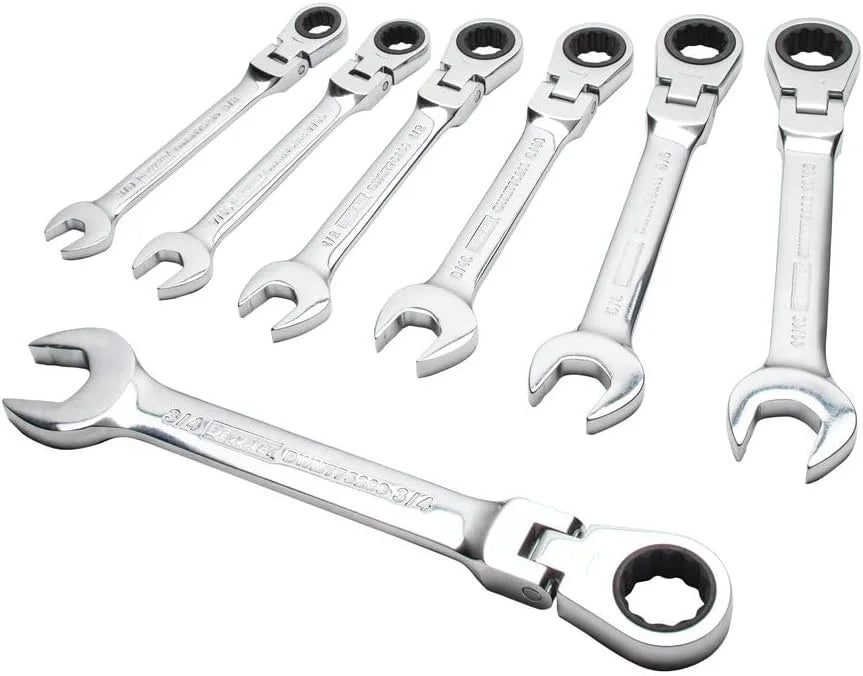 DEWALT Combination Ratcheting Wrench Set, SAE/Standard Wrenches, Flex Head, 7-Piece (DWMT74195)