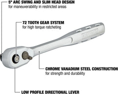 DEWALT Ratchet, Quick Release, SAE, 1/2-Inch Drive (DWMT81098)