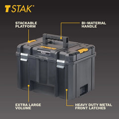 DEWALT TSTAK Tool Box, Extra Large Design, Removable Tray for Easy Access to Tools, Water and Debris Resistant (DWST17806)